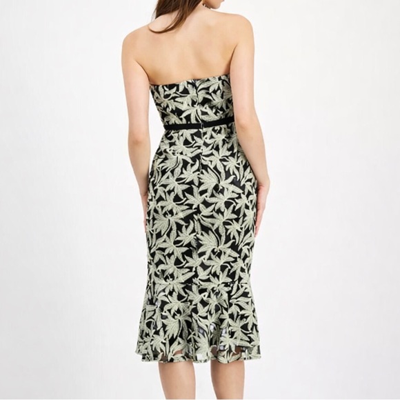 🆕✨Sam Edelman Strapless Black&Gold Embroidered Midi Dress Cocktail Party XS 0–2 - Picture 3 of 14